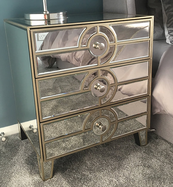 Gold & Mirror Bedside Table