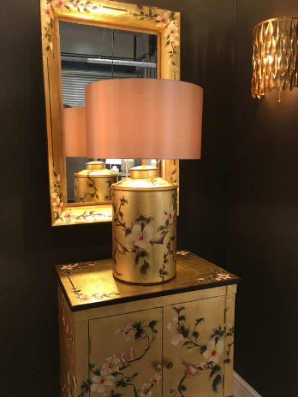 Decorative Gold Lamp & Mirror