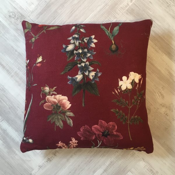 Jab Dark Red Floral Cushion