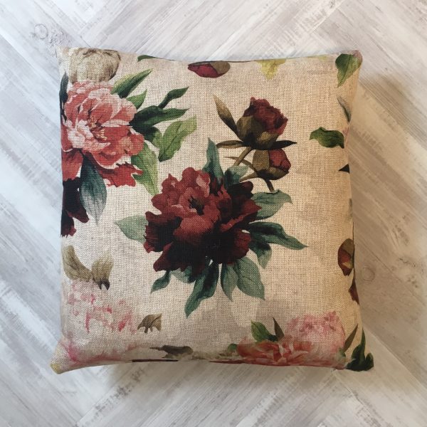 Jab Natural Cushion with Large Red Flowers