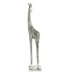 Tall Silver Giraffe Figure
