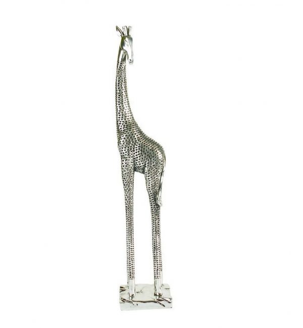 Tall Silver Giraffe Figure