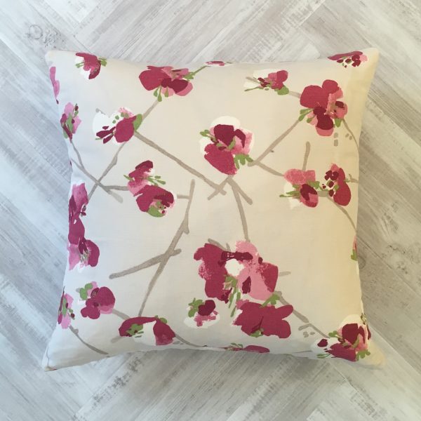 Romo Pink Floral on Cream Background Cushion