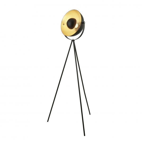 Searchlight Black & Gold Tripod Floor Lamp