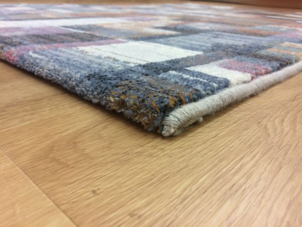 Rug with Rust, Blue, Purple, Cream & Orange Squares