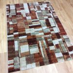 Rug with Rust, Green, Cream & Orange Squares