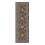 Tradional Patterned Wine Red, Blue & Cream Rug Runner