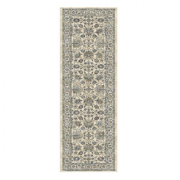 Tradional Patterned Cream & Grey Rug Runner