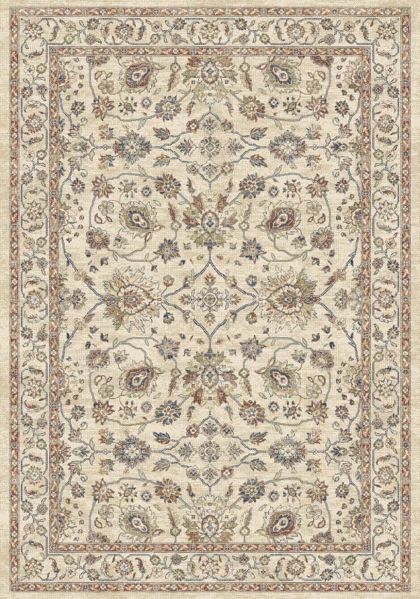 Traditional patterned rug cream background with Rusts, golds, browns with a hint of blue