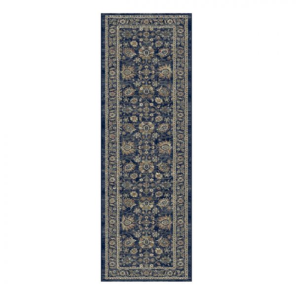 Tradional Patterned Navy & Gold Rug Runner