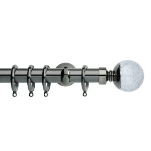 Black Nickel Metal Curtain Pole with Cracked Glass Finial