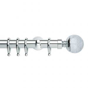 Chrome Metal Curtain Pole with Cracked Glass Finial