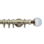 Brass Metal Curtain Pole with Cracked Glass Finial