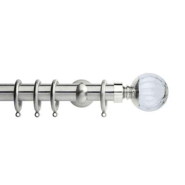 Stainless Steel Metal Curtain Pole with Glass Ball Finial
