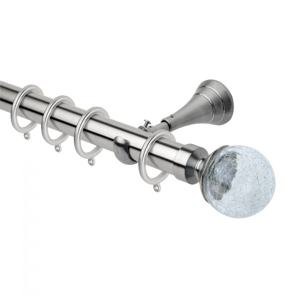 Stainless Steel Metal Curtain Pole with Cracked Glass Finial