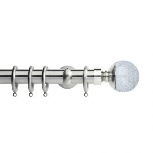 Stainless Steel Metal Curtain Pole with Cracked Glass Finial