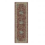 Tradional Patterned Red, Blue & Grey Rug Runner