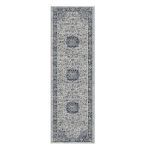 Tradional Patterned Blue & Grey Rug Runner