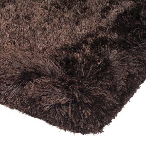 Heavy weight shaggy rug in a strong dark chocolate colour