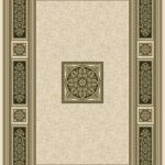 : Classic Georgian style rug ivory background with a distinctive black and gold centre panel surrounded by a border