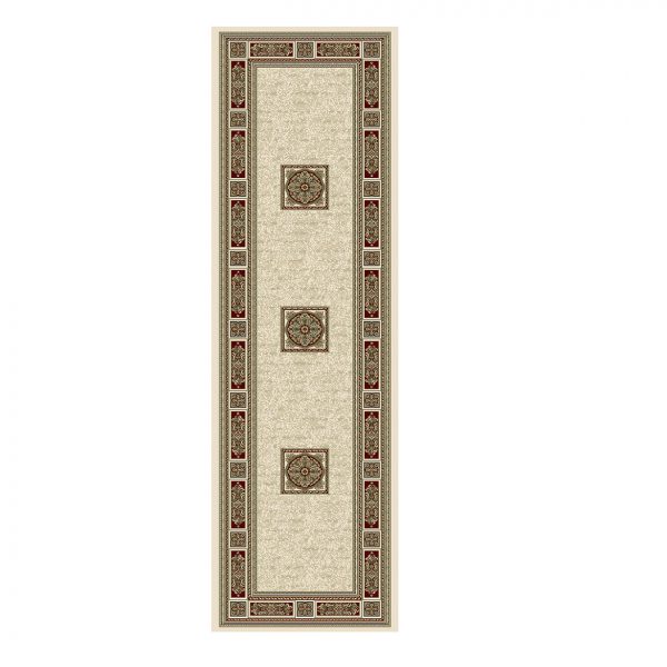 Tradional Patterned Cream, Red & Gold Rug Runner