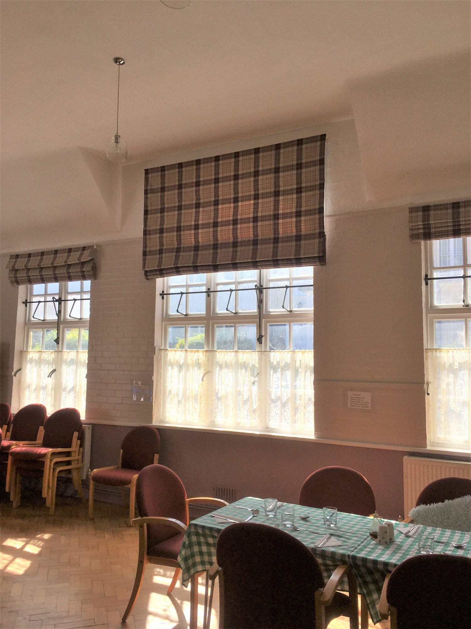 Large Checked Roman Blinds