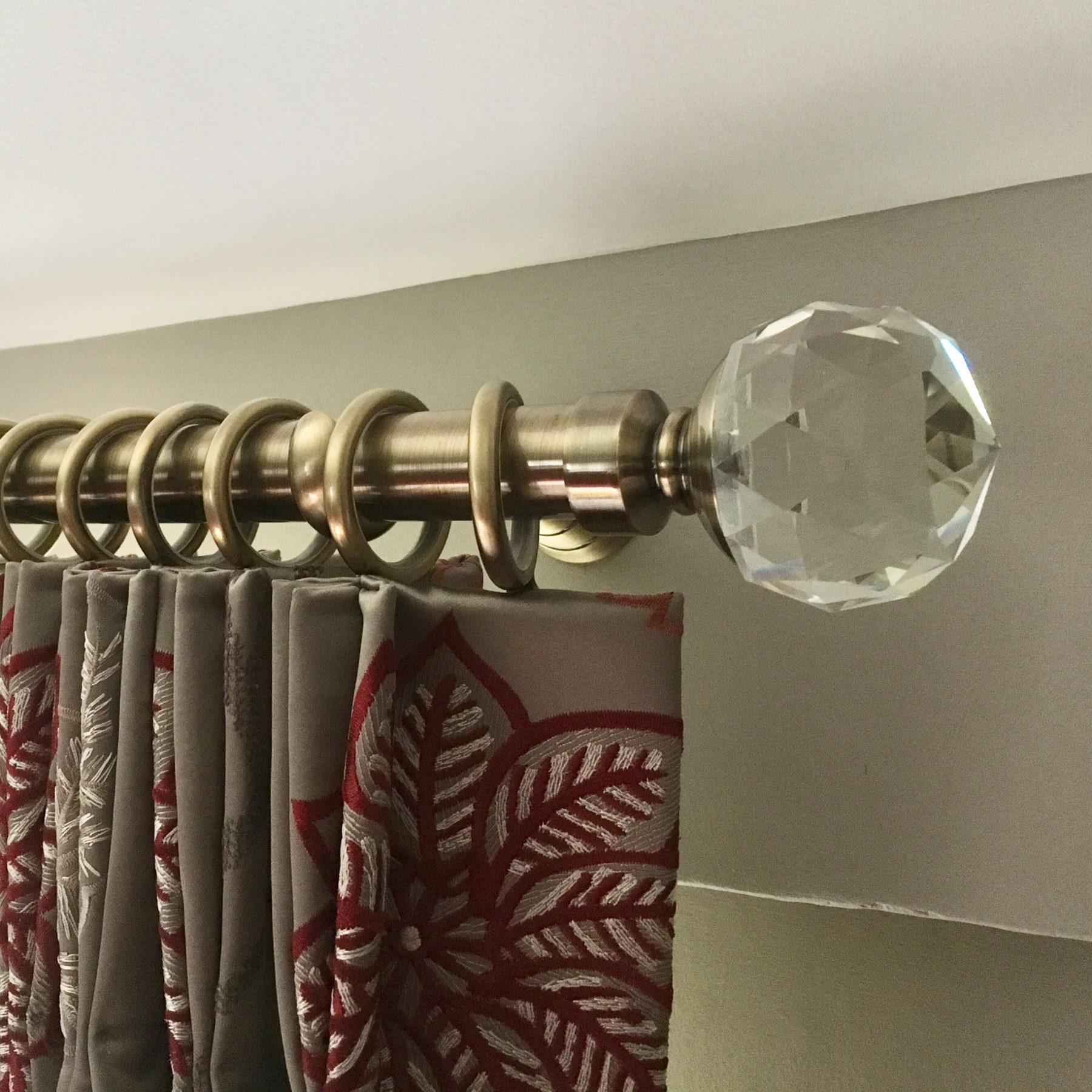 Brass Pole with Crystal Finial