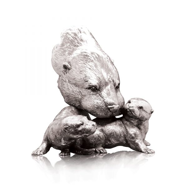 Otter & Pups Nickel Sculpture